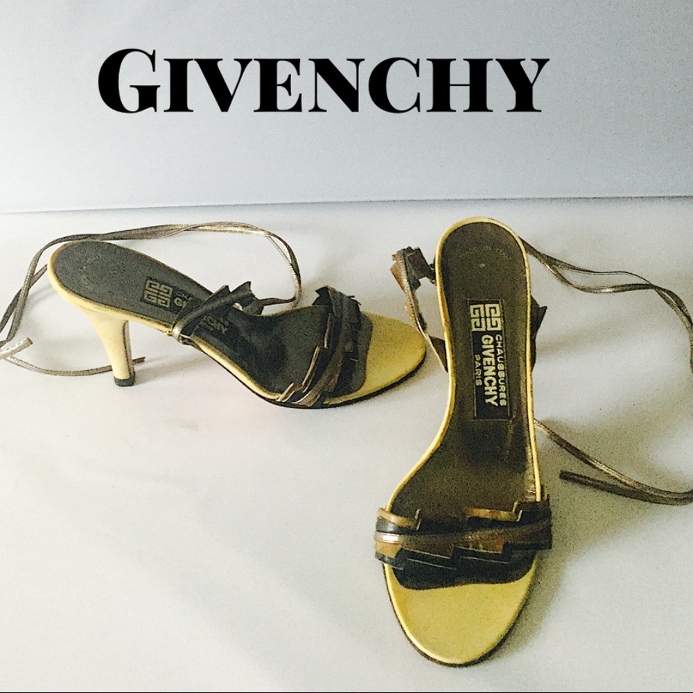 Givenchy Metallic Gladiator Lace Up Heels
